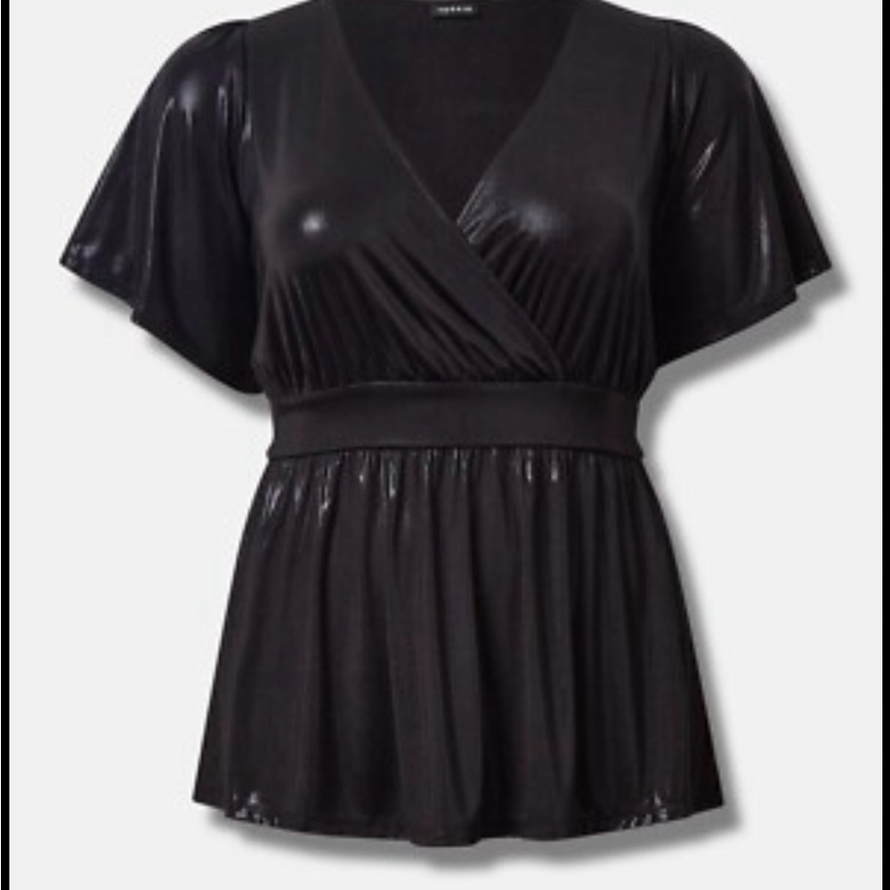 Torrid Shiny Black V-Neck Blouse